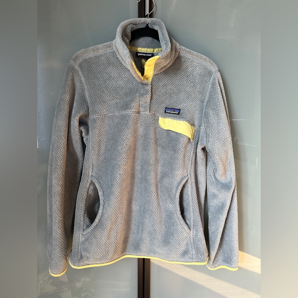 Patagonia Snap-T Fleece Pullover Women - Yellow and Grey Size Large